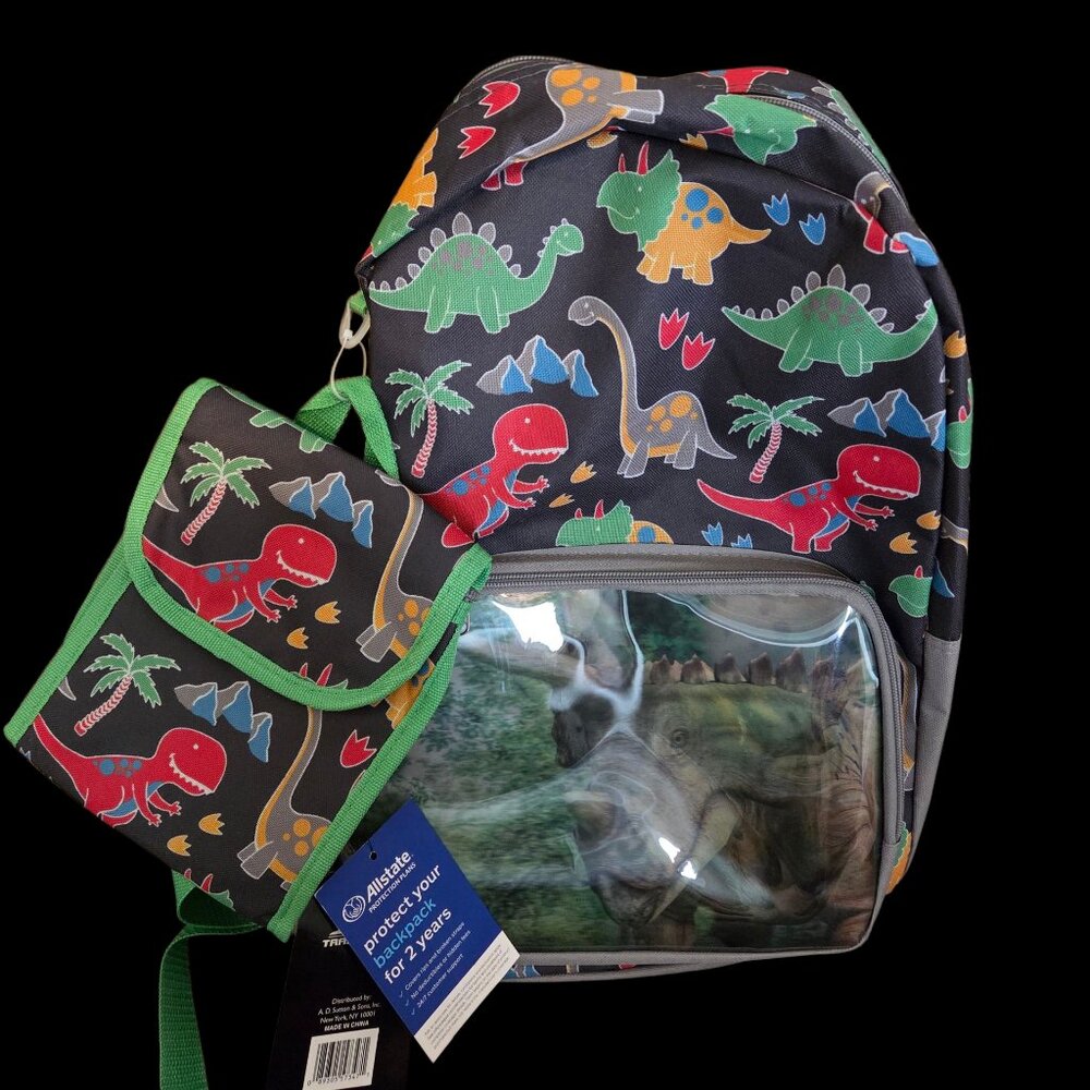 Trailmaker Dinosaur BackPack with Lunch Box. NWT. 3D front pocket. NWT